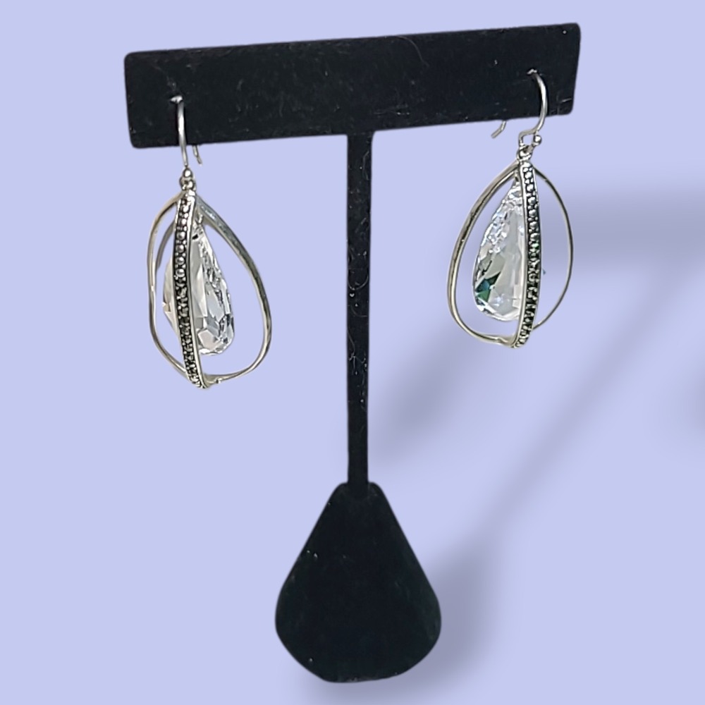 Silpada Happy Hour 925 Sterling Silver Crystal Teardrop Dangle Earrings W3189